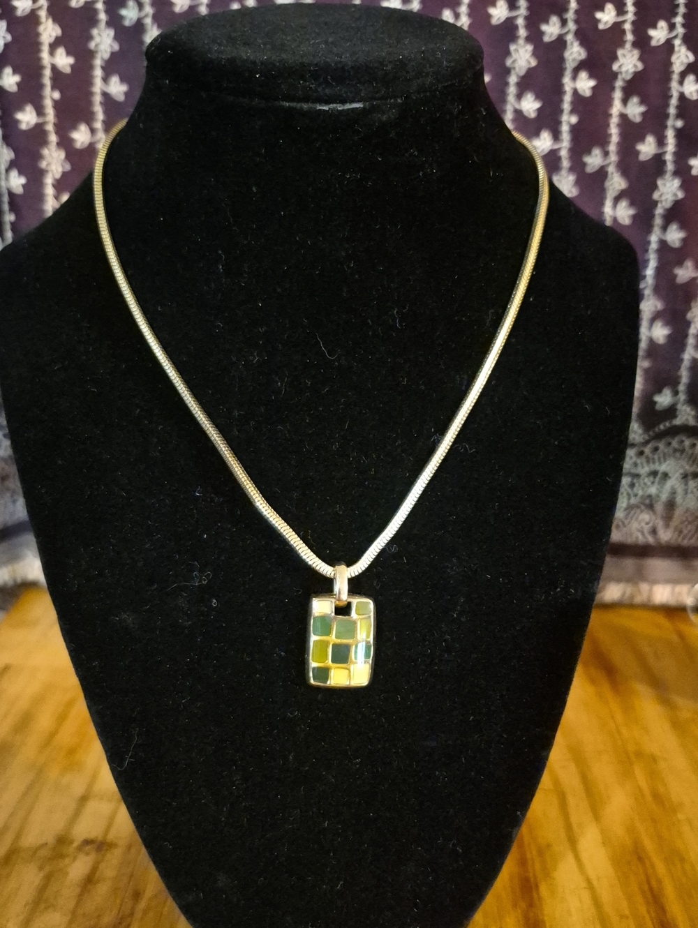 Gold-Tone Multicolor Tile Pendant Necklace - Women Jewelry